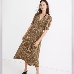 Madewell Button-Cuff Midi Dress Woodcut Flowers